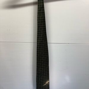 Vintage Canali Olive Green Grid-Pattern Silk Tie